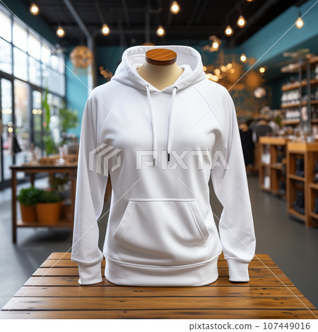 [AI 生成影像] 白色連帽衫 107449016