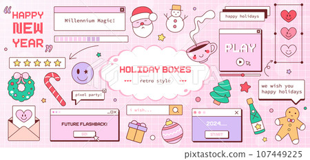 Christmas winter stickers collection, cute design and elements for