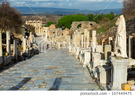 Remained main street of Curetes in Ephesus, Turkey Remained main street of Curetes in Ephesus, Turkey 107449475