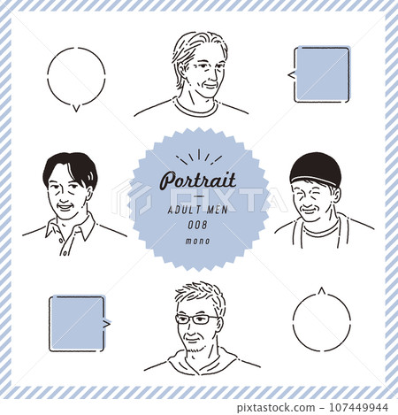 老人肖像線描臉部表情套裝（單色） 107449944