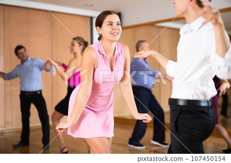 young woman dances salsa young woman dances salsa 107450154