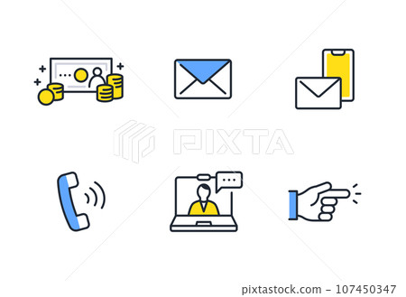 Business simple vector line drawing icon illustration set material 107450347