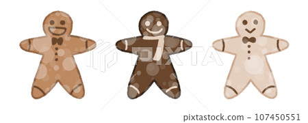 Cute ginger man cookie illustration 3 color set [borderless] 107450551