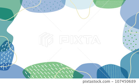 Refreshing blue color and line drawing frame illustration 107450689