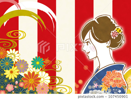 穿著和服的女人新年形象 107450901