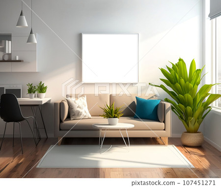 mock up poster frame in interior room 107451271