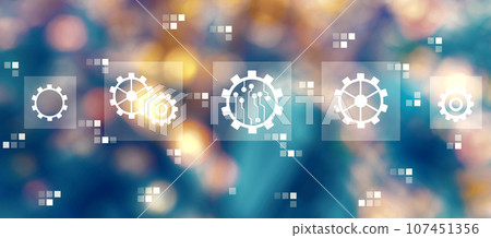 Automation concept with blurred city at night 107451356