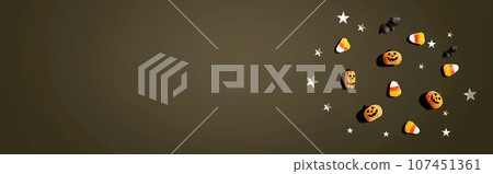 Miniature Halloween pumpkin ghosts with decorations 107451361