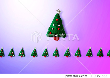 Christmas cushion trees overhead view Christmas cushion trees overhead view 107451385