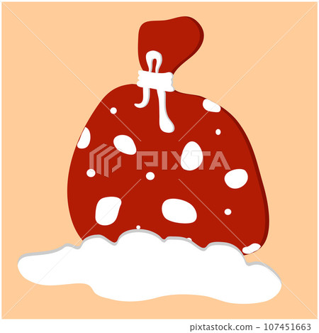 Santa Claus bag isolated on orange background. Vector illustration. Christmas decorations 107451663