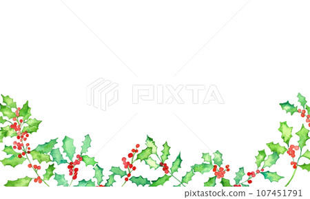 Watercolor. Holly vector frame with watercolor touch. 107451791
