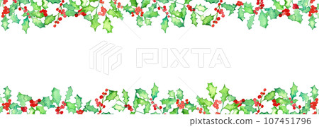 Watercolor. Holly vector frame with watercolor touch. Watercolor. Holly vector frame with watercolor touch. 107451796