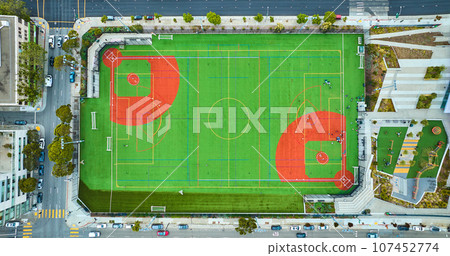 Straight down aerial view of James P Lang Athletic Fields 107452774