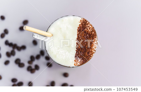 Vietnamese salted coffee with salty cheese cream (ca phe muoi) 107453549