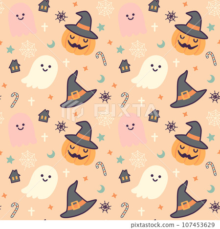 Cute halloween ghost seamless pattern Cute halloween ghost seamless pattern 107453629
