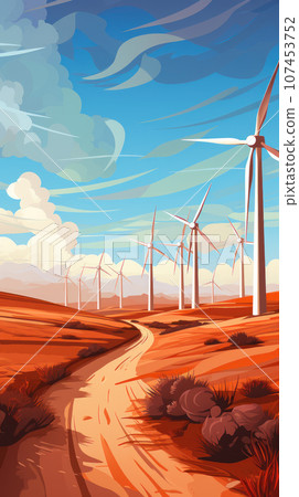 Wind turbines in the desert Wind turbines in the desert 107453752