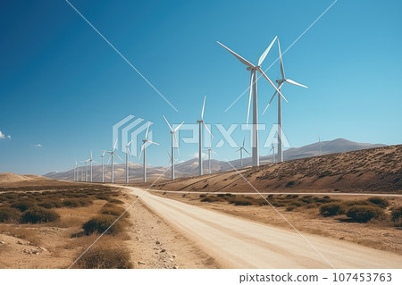 Wind turbines in the desert 107453763