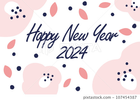 New Year's card template 39 camellia pattern New Year's card template 39 camellia pattern 107454387