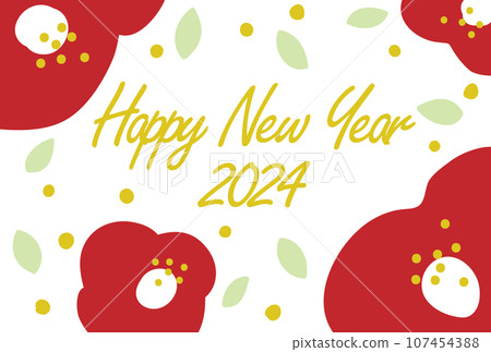 New Year's card template 38 camellia pattern New Year's card template 38 camellia pattern 107454388