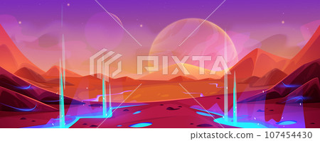 Alien space mars planet game landscape background 107454430