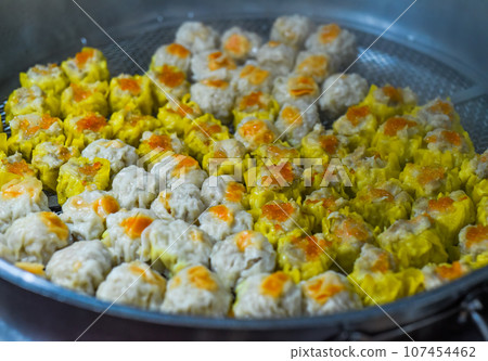 Handmade Dim Sum with different fillings in Jalan Alor street food in Kuala Lumpur 107454462