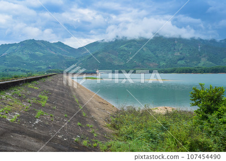 lake in the Khanh Hoa province of Vietnam before rain and thunder 107454490