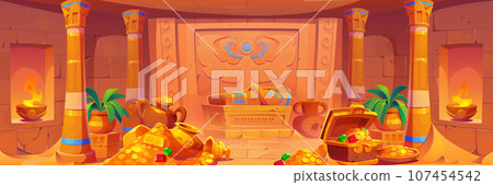 Egyptian pharaoh tomb interior cartoon vector 107454542