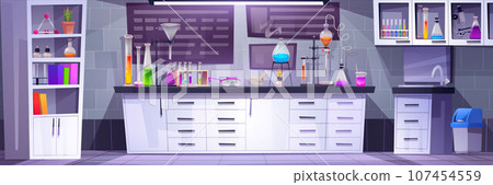 Chemical laboratory interior with equipment 107454559