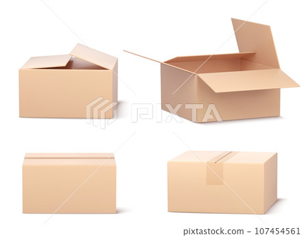 3D set of cardboard boxes isolated on white 107454561