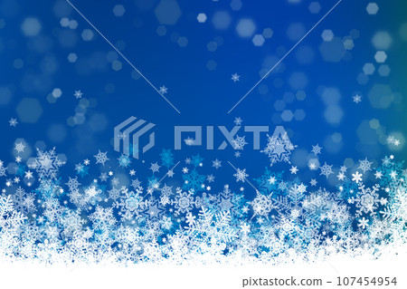 Christmas blue watercolor background illustration with falling snowflakes 107454954
