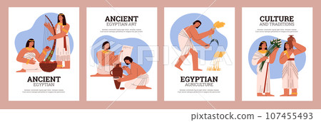 Banners of culture, art and history of Ancient Egypt, flat vector illustration. Banners of culture, art and history of Ancient Egypt, flat vector illustration. 107455493