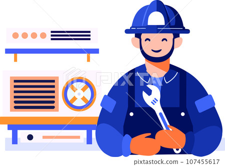 Hand Drawn Air conditioner repair technician in flat style Hand Drawn Air conditioner repair technician in flat style 107455617