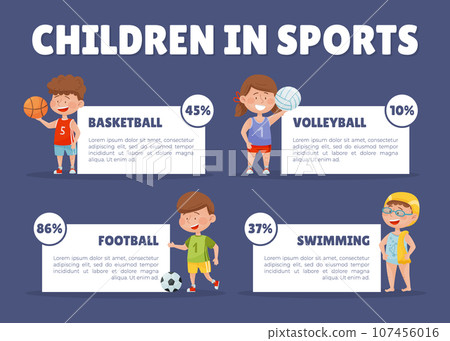 Happy Children Enjoy Sport and Physical Activity Banner Design Vector Template 107456016