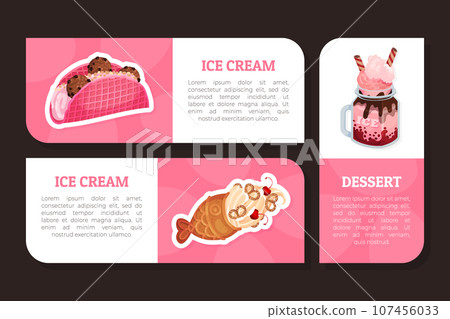 Tasty Ice Cream Food Sticker Design with Frozen Dessert Vector Template Tasty Ice Cream Food Sticker Design with Frozen Dessert Vector Template 107456033
