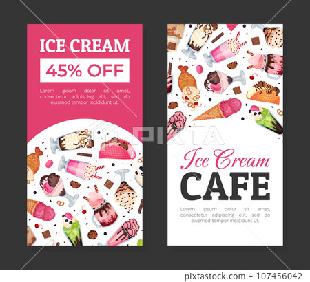 Tasty Ice Cream Food Banner Design with Frozen Dessert Vector Template 107456042