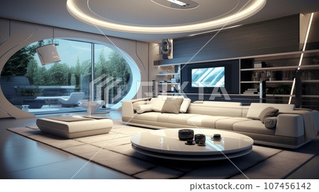 Interior of a cozy room in high-tech style Interior of a cozy room in high-tech style 107456142