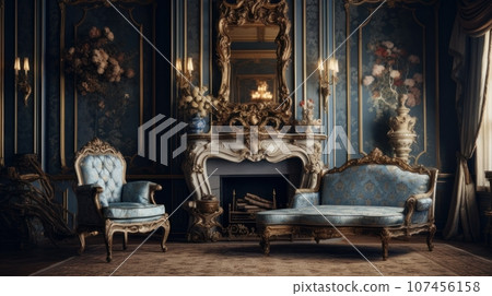 Interior of a cozy room in Baroque style Interior of a cozy room in Baroque style 107456158