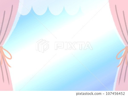 明媚的早晨窗框插畫素材【A4】【橫式】 107456452