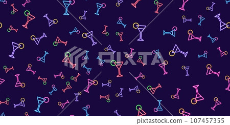 seamless pattern cocktail bar glowing desktop icon, neon sticker, neon cocktail bar figure, glowing figure, neon geometrical figures seamless pattern cocktail bar glowing desktop icon, neon sticker, neon cocktail bar figure, glowing figure, neon geometrical figures 107457355