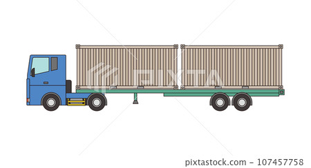 運輸 20 英尺海運貨櫃的卡車/半拖拉機的向量圖 運輸 20 英尺海運貨櫃的卡車/半拖拉機的向量圖 107457758