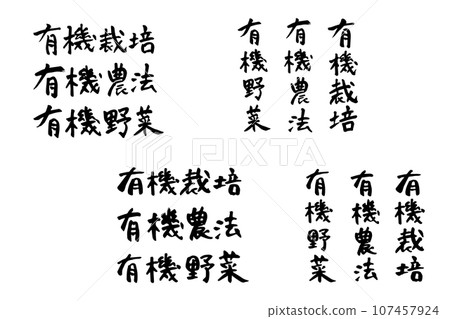 Organic vegetable characters written with a brush 107457924