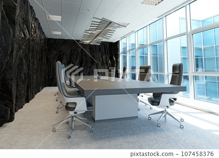 modern office interior with rock feature modern office interior with rock feature 107458376
