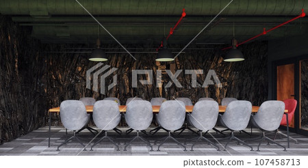 modern office interior with rock feature 107458713