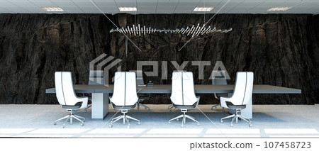modern office interior with rock feature 107458723