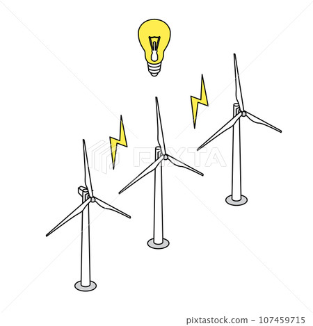 Isometric_Simple_Wind power generation illustration 107459715
