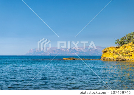 Sea view from coast at the Castellammare del Golfo in Sicily. Sea view from coast at the Castellammare del Golfo in Sicily. 107459745