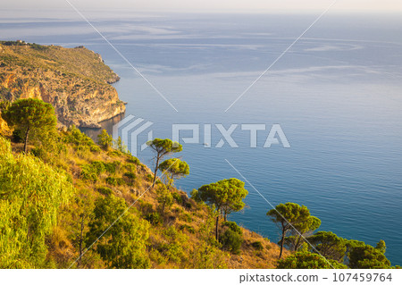 The coast of Sicily near Castellammare del Golfo town, Italy. The coast of Sicily near Castellammare del Golfo town, Italy. 107459764