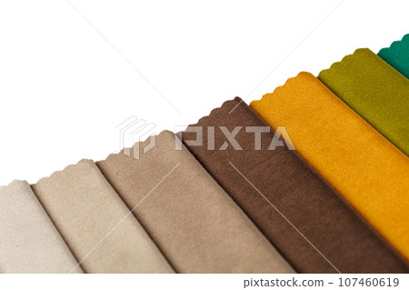 Different samples of velvet fabric 107460619