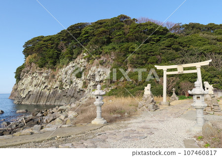 Echizen coast Ominato Shrine entrance on Oshima Echizen coast Ominato Shrine entrance on Oshima 107460817