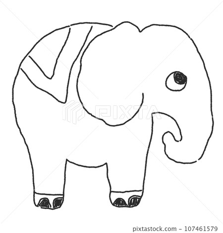 泰國旅行大象單色時尚手寫插畫素材 107461579